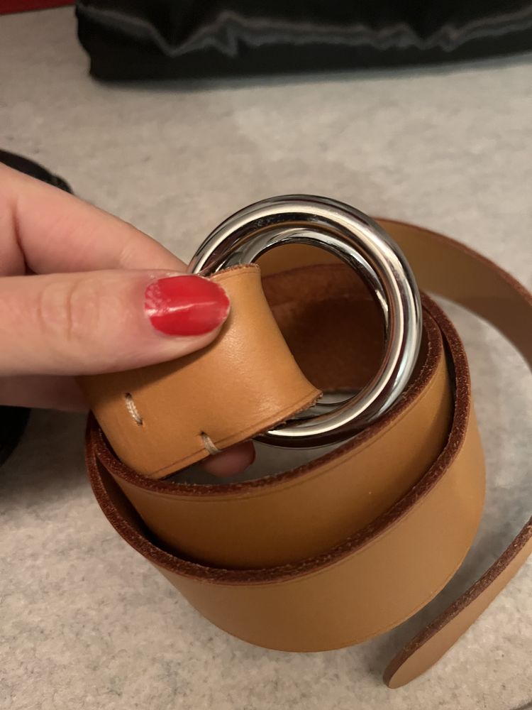 Tan Leather Belt With Silver Buckle ( ref 30) 